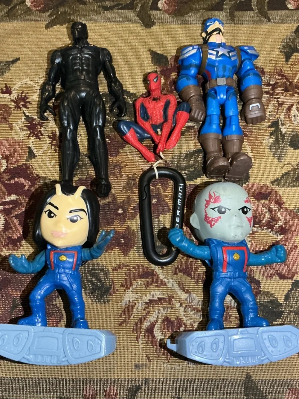 5 Marvel Action Figures toy Lot black panther spiderman captain america and more